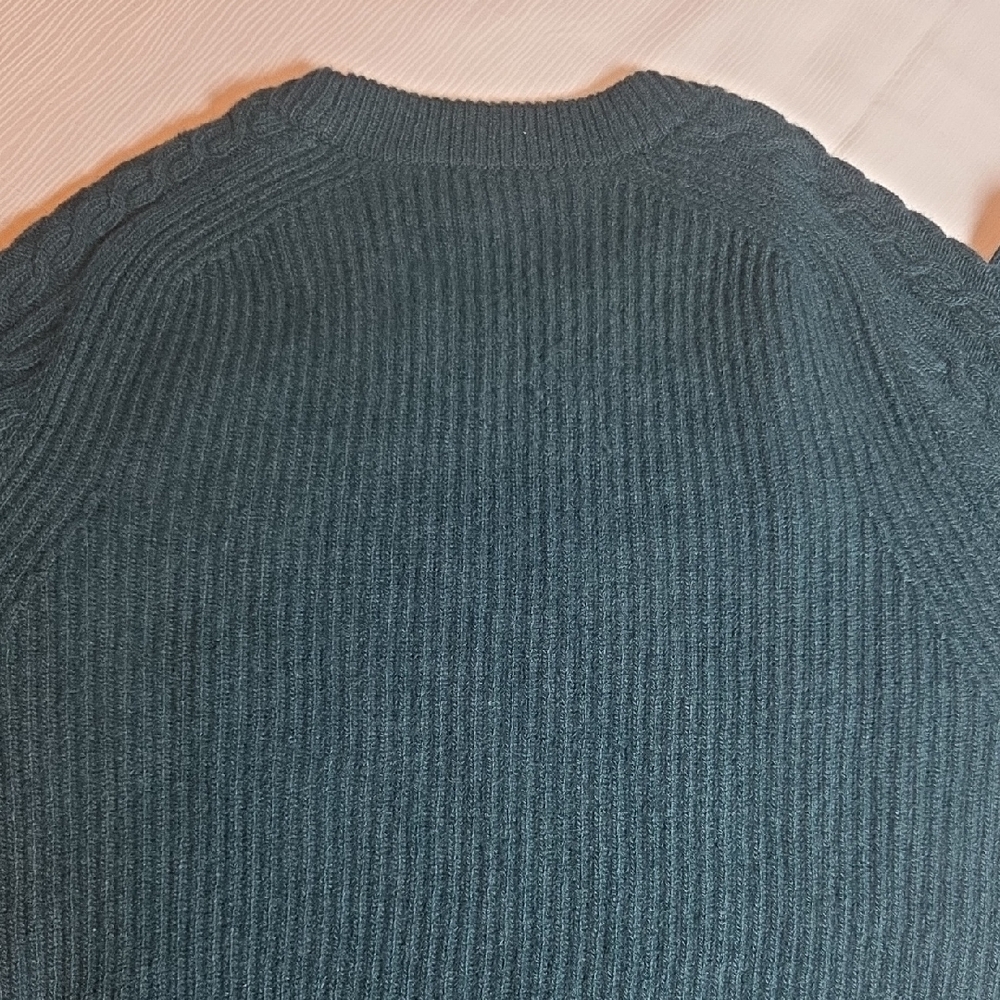 Theory Men's Teal Cable Knit Crewneck Sweater - Picture 7 of 8